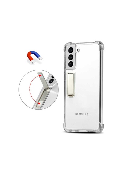 Galaxy S21 Uyumlu Csk Zore Standlı Süper Silikon Kılıf-renksiz