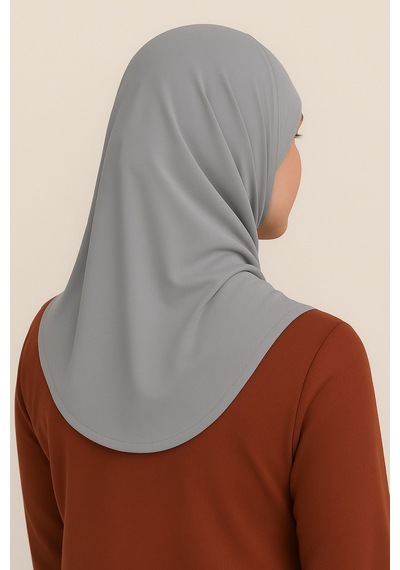 Mim Eşarp Pileli Tesettür Hijab Hazır Eşarp Gri