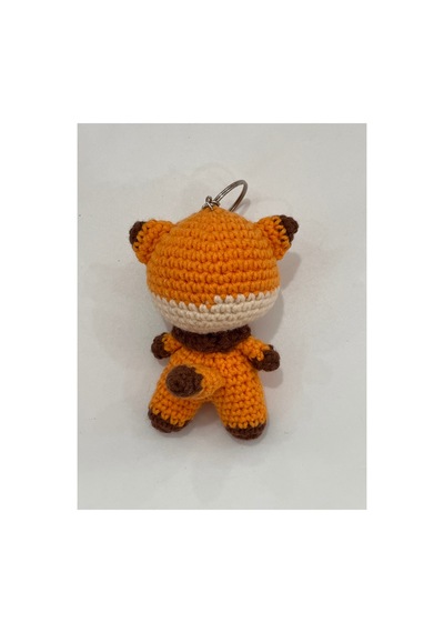 Amigurumi Tilki Anahtarlık - El Yapımı Örgü Figür 9cm Turuncu Turuncu