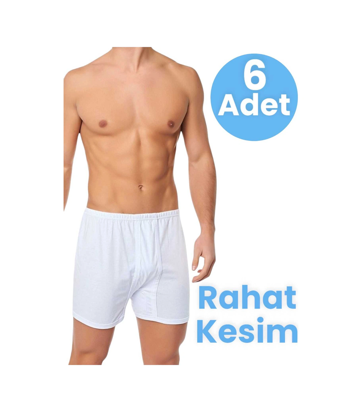 Tezzgelsin Erkek Rahat Kesim 6'lı Paçalı Pamuklu Külot Beyaz