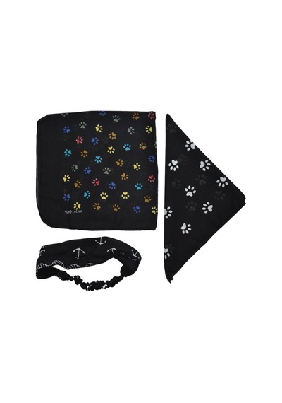 Pati Desenli Bandana Seti Kahverengi