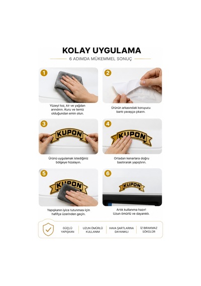 Kupon Kendinden Yapışkanlı Pleksi Sticker Ayna Gold Araç Süsü Tır Kamyon Servis Aracı 21x10 Cm