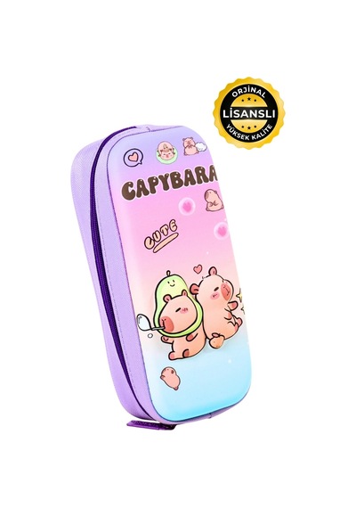 Capybara Orijinal Lisanslı Eva Ön Yüzeyli Kalem Kutusu Lila