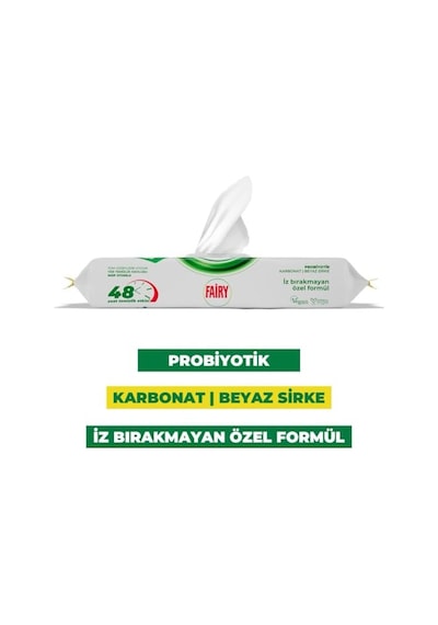 Fairy Çok Amaçlı Mop Uyumlu Yer Temizlik Havlusu 50 Yaprak Limon Yağlı Beyaz Sirke Karbonat 48 Saat Temizlik Etkili İz Bırakmayan Formül Açık Bej