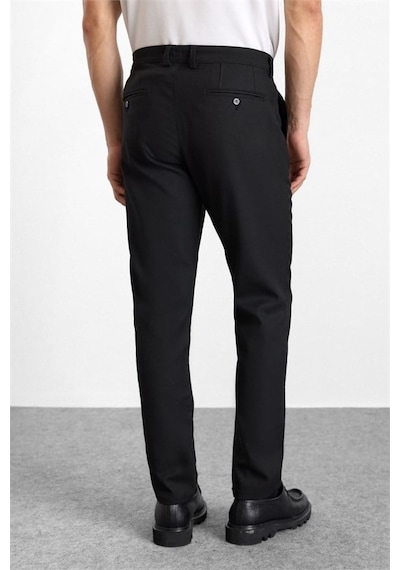Süvari Siyah Slim Düz Twill Normal Bel Casual Pantolon Spn2020500035-s09