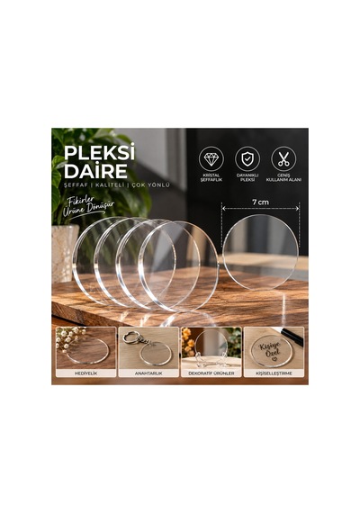 10 Adet 7 Cm Delikli Şeffaf Pleksi Daire 2.8mm Kalınlık Yuvarlak Akrilik Plaka Anahtarlık Süsleme Ve Kişiselleştirme İçin Pleksiglass