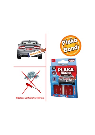 Bondit Araç Plaka Güçlü Yapıştırıcı 3m Yapıştırma Çift Taraflı Bant Bandı 95mm X 35mm Bnd01069530 Diğer