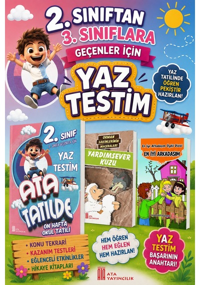 2.sınıftan 3.sınıflara Geçenler İçin Yaz Testim 2 Adet Hikaye Kitabı Hediyeli