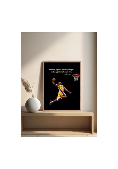 Poster Kobe Bryant Ahşap Çerçeveli Basketbol Tablo Çok Renkli - 869082805 Çok Renkli