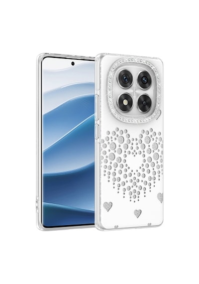 Xiaomi Redmi Note 14 Pro 4g Kılıf Damla Taşlı Zore Rivas Sert Pc Kapak Xiaomi Redmi Note 14 Pro 4g Zore - Beyaz