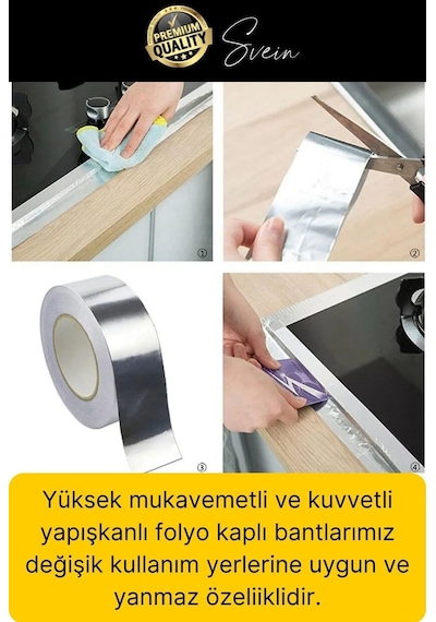 2'li Premium Yırtılmaz Yanmaz Ankastre Aspiratör Davlumbaz Havalandırma Borusu Alüminyum Folyo Bant