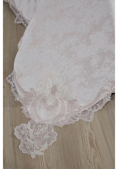 Çeyiz Diyarı Fransız Dantelli Edge Çift Kişilik Yatak Örtüsü 230x250 Cm Krem