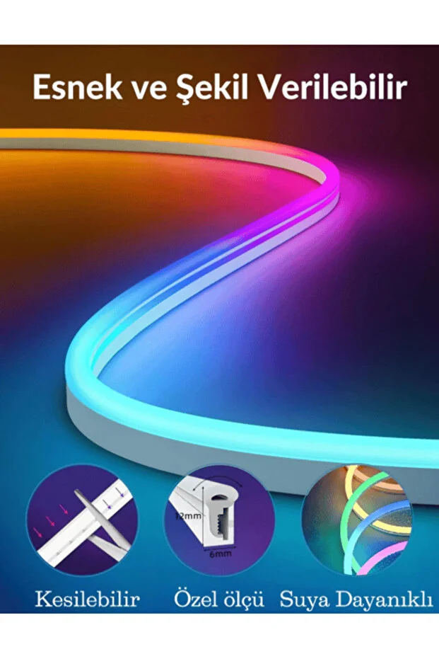 Rgb Renk Değiştiren Neon Led 5 Metre Hazır Tak Çalıştır Set RGB