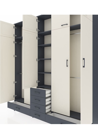 Arges Dolap 6 Raflı 6 Çekmeceli 4 Askılı 220x30x243 Antrasit-aytaşı/antrasit Aytası/antrasıt Arges Dolap 6 Raflı 6 Çekmeceli 4 Askılı 220x30x243 Antrasit-aytaşı/antrasit Aytası/antrasıt