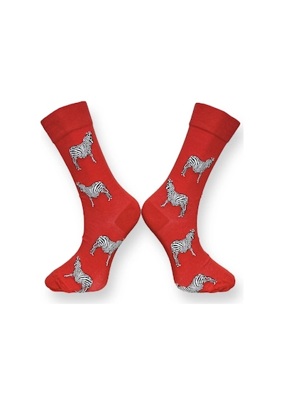 Bidigago Kırmızı Zebra Desenli Unisex Çorap Renkli
