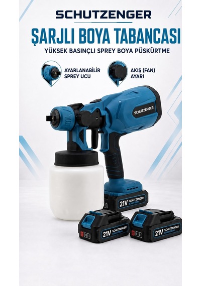 21-40w Şarjlı Boya Tabancası Sprey Boya Püskürtme Yüksek Basınçlı Duvar Bahçe Metal Boyama Mavi Seri
