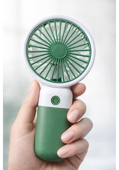 Standlı 3 Mod Şarjlı El Fanı 5 Kademe Seyahat Masaüstü Vantilatör Taşınabilir Mini Fan Yeşil F139