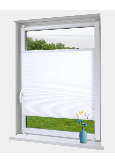 Beyaz Plise Katlanır Cam Balkon Perdesi - Ofis Perdesi - Ev Perdesi - Salon Perdesi - Plise Perde Kancalı Sadece Cam Balkon İçin