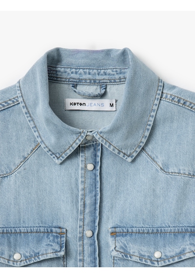 Koton Pamuklu Düğmeli Kapaklı Cep Detaylı Uzun Kollu Jean Gömlek Açık İndigo 5sam60001ıd Açık İndigo Koton Pamuklu Düğmeli Kapaklı Cep Detaylı Uzun Kollu Jean Gömlek Açık İndigo 5sam60001ıd Açık İndigo
