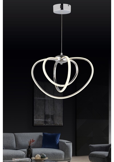 Ld 067 Model Krom 3 Renkli Salon Ve Oturma Odası İçin İdeal Alüminyum Avize, 45x70 Krom