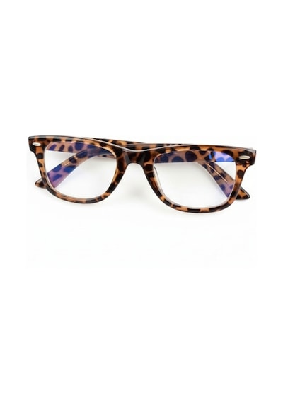 Wayfarer Leopar Desenli Mavi Işık Koruyucu Optik Uyumlu Camları Değiştirilebilir Gözlük Kadın Çok Renkli
