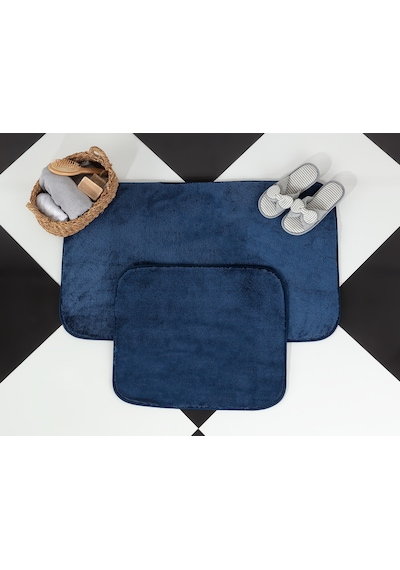 Madame Coco Carol Banyo Paspası 1kbapa05162'li Büyük Boy Set-indigo Indigo Mavi