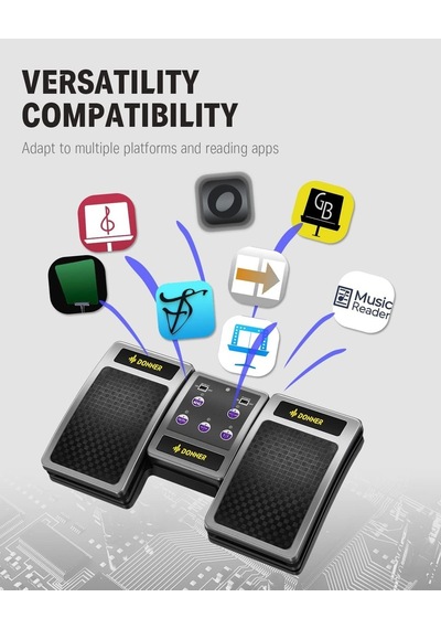 Donner Bluetooth Sayfa Çevirici Pedal Ipad, Tablet Ve Pc İle Uyumlu, Şarj Edilebilir Mikrofon Aksesuarları Siyah
