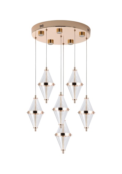 Edward 6'lı 70 Watt Yuvarlak Gold Ledli Modern Salon Avize Gold