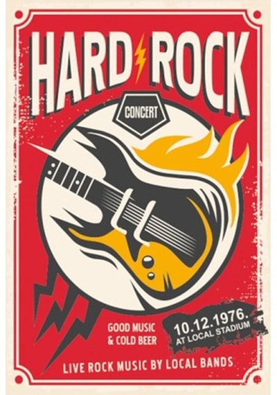 Hard Rock Retro Vintage Ahşap Poster