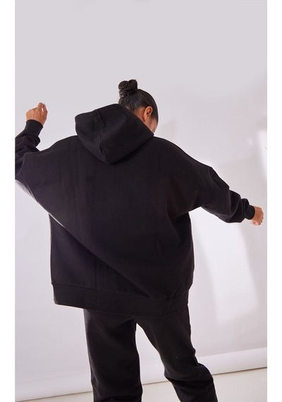 Basic Düz Eşofman Takımı Sweatshirt Jogger - Kapüşonlu Oversize Şardonlu Lastik Paça Siyah Basic Düz Eşofman Takımı Sweatshirt Jogger - Kapüşonlu Oversize Şardonlu Lastik Paça Siyah