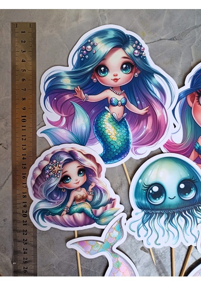 Denizkızı Mermaid Pasta Süsü Büyük Pasta Kürdanı Cupcake Kürdanı
