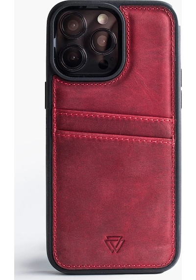 Zawa Apple iPhone 13 Pro Max Uyumlu Suni Deri Kartlık Arka Koruma Kılıf - Yeşil
