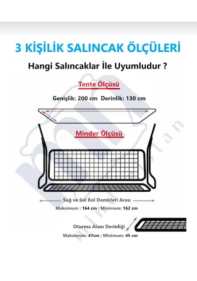Süngersiz Tenteli Salıncak Kumaş Seti 3kişilik 164x47 Cm Süngersiz Lüx Panama Bej Bej