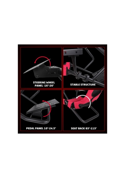 Gofpr-6021 Flex Pro Yarış Oyun Simülatörü Kokpiti - Kırmızı/siyah Kırmızı - Siyah