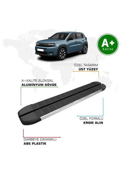 Fiat Grande Panda Hybrid Yan Basamak 2025 Model Ve Sonrası S-line Krom