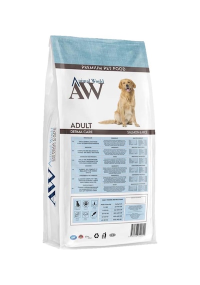 Animal World Derma Somonlu ve Pirinçli Yetişkin Köpek Maması 15 KG