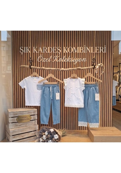 Sy Store Beyaz Bluz & Denim Pantolon Takımı Beyaz-mavi