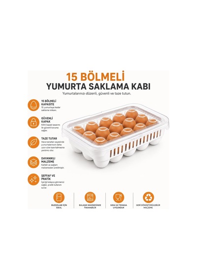 15 Gözlü Kilitli Yumurta Saklama Kabı Plastik Yumurta Taşıma Kutusu Kapaklı Şeffaf Buzdolabı Düzenleyici Bpa Free 15'li Yumurta Organizeri Çok Renkli