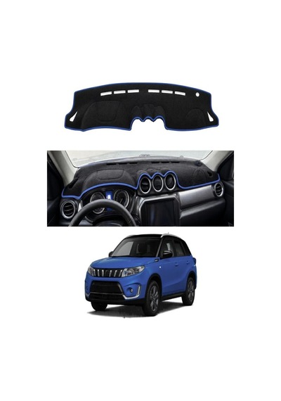 Suzuki - Grand Vitara 2015+ Uyumlu Torpido Koruma Kılıfı - Mavi Şeritli