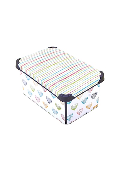 Style Box Colored Zigzag Dekoratif Oyuncak Kutusu 10 Litre Gri Çok Renkli