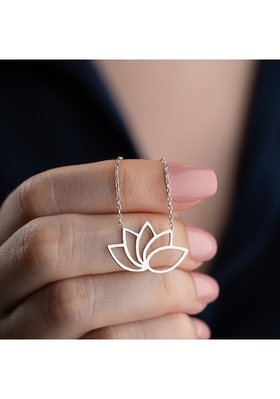 Vaoov 925 Ayar Gümüş Modern Lotus Çiçeği Kolye Gümüş