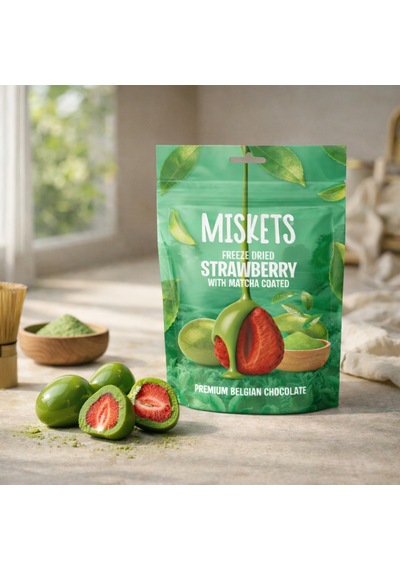 Belçika Çikolatalı Matcha Kaplı Kurutulmuş Çilek 80gr X 3 Adet