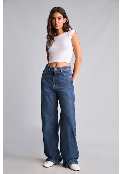 Defacto %100 Pamuk 90s Wıde Leg Yüksek Bel Jean Pantolon H6948ax26aunm34 Mavi-nm34