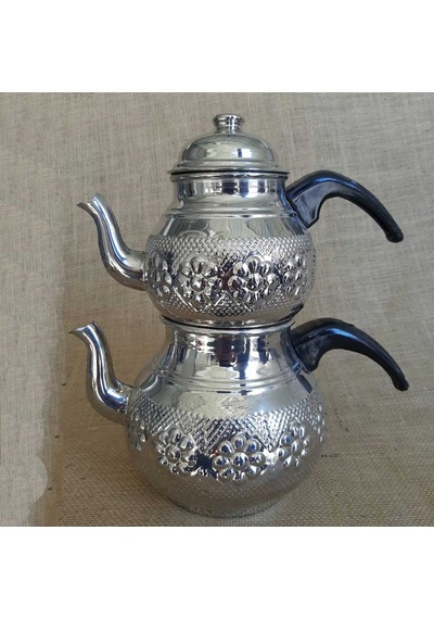 Bakır Çaydanlık Büyük Boy Krom