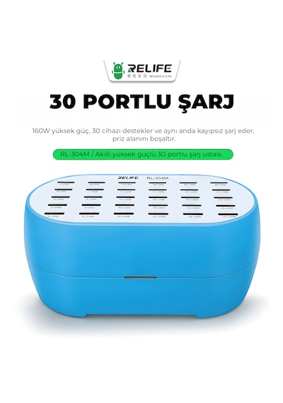 Relıfe Rl-304m 160w Yüksek Güç 30 Port Akıllı Endüstriyel Şarj İstasyonu Telefon/tablet