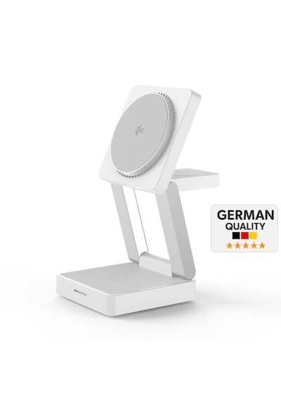Woyax Wireless Qı2 Kablosuz Şarj Standı Katlanabilir Apple Uyumlu iPhone-iwatch-AirPods Uyumlu 15w Hızlı Telefon Kulaklık Saat 3in1 Beyaz