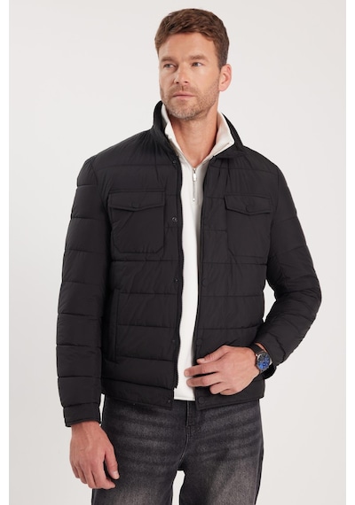 Tudors Erkek Regular Fit Klasik Kesim Çift Cepli Çıtçıt Kapamalı Siyah Mont-41602 Siyah