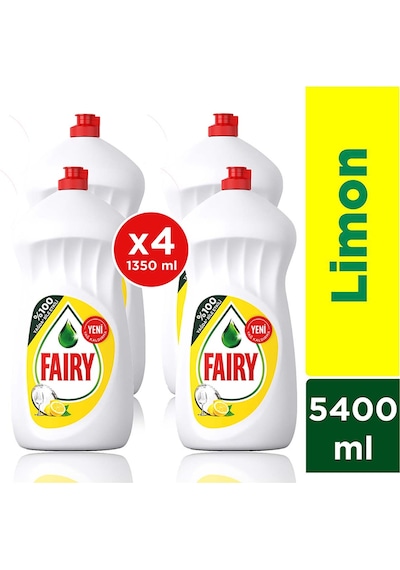 Fairy Limon Kokulu Sıvı Bulaşık Deterjanı 4 x 1350 ML