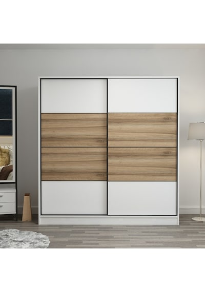 Minarmobilya Minar Kale 2 Kapaklı Sürgülü Dolap 180 Cm - Beyaz/Dore (541417043)