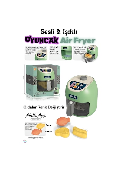 Dokunmatik Airfry Fritöz Set - Renk Değiştiren Gıdalar Airfryer Air Fry